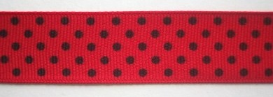 Red/Black Dot 7/8" Grosgrain Ribbon