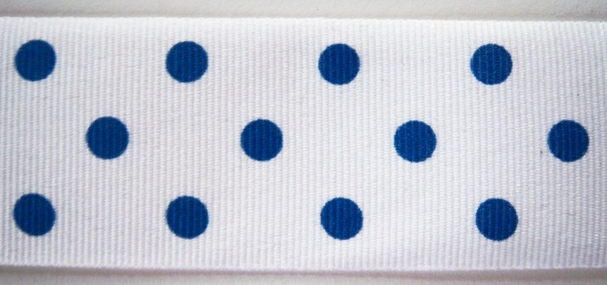 White/Yale Dot 1 1/2" Grosgrain Ribbon