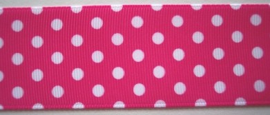 Shocking Pink/White Dot 1 1/2" Grosgrain Ribbon