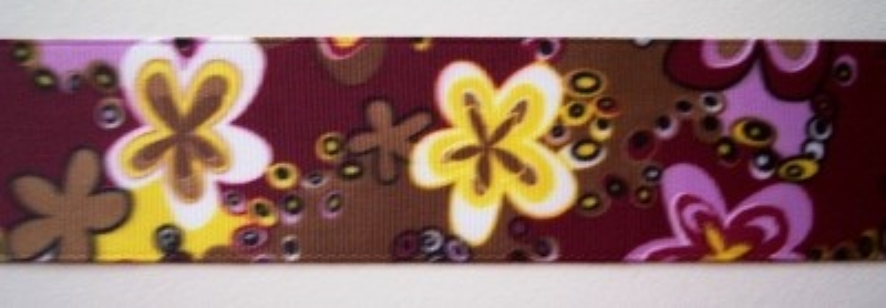 Magenta/Moss Floral 1 1/2" Grosgrain Ribbon