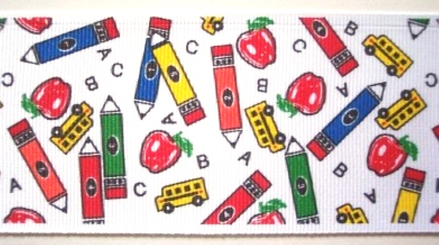 White/Crayons 2 1/4" Grosgrain Ribbon