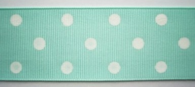 Mint/White Dot 1 1/2" Grosgrain Ribbon