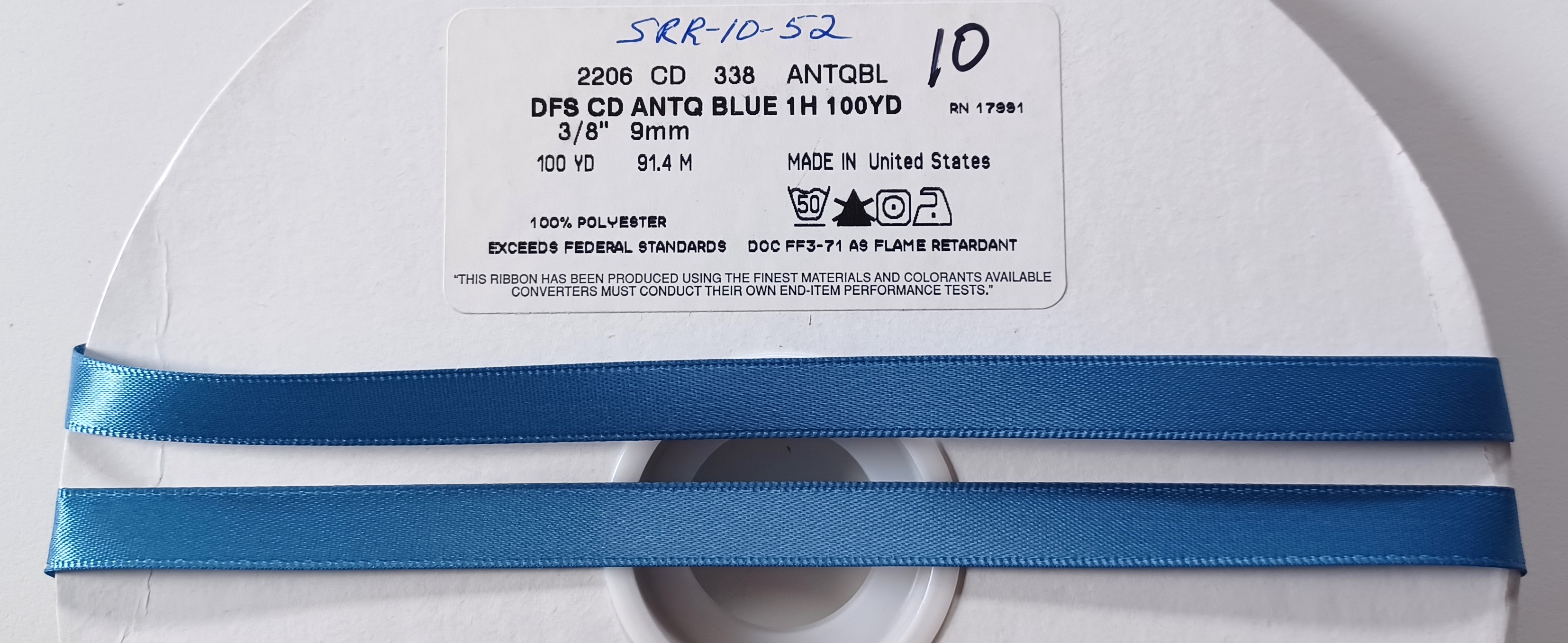 Antique Blue 3/8" DF Satin Ribbon