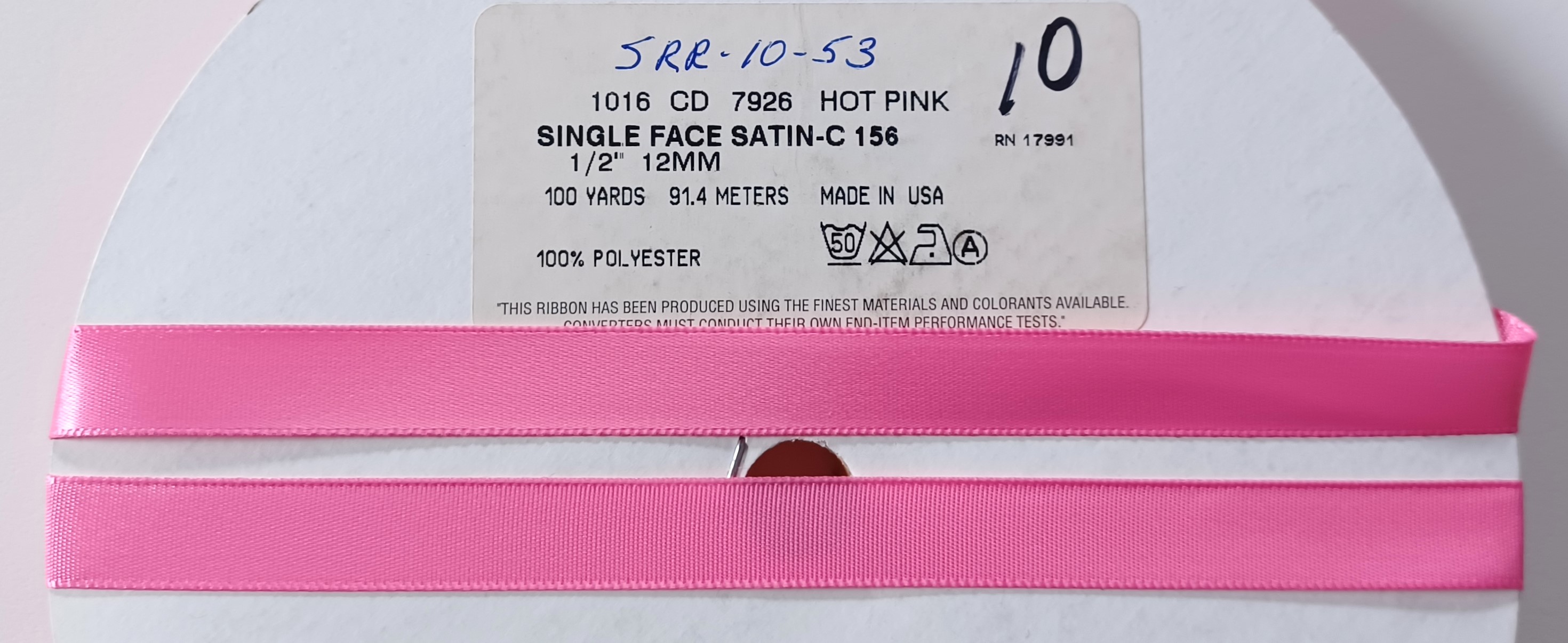 Hot Pink 1/2" Satin Ribbon