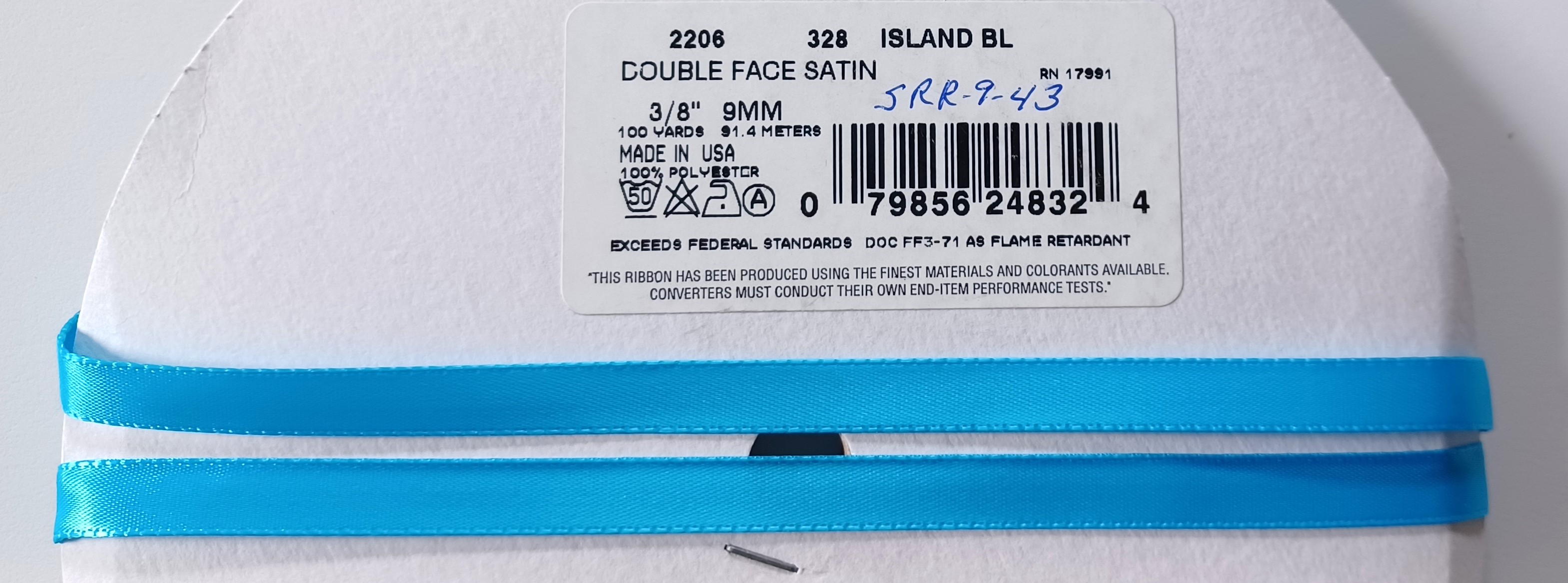 Island Blue 3/8" DF Satin Ribbon