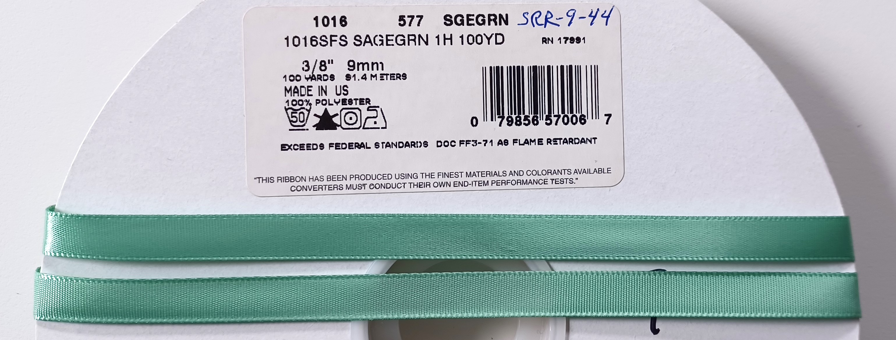 Sage Green 3/8" SF Satin Ribbon