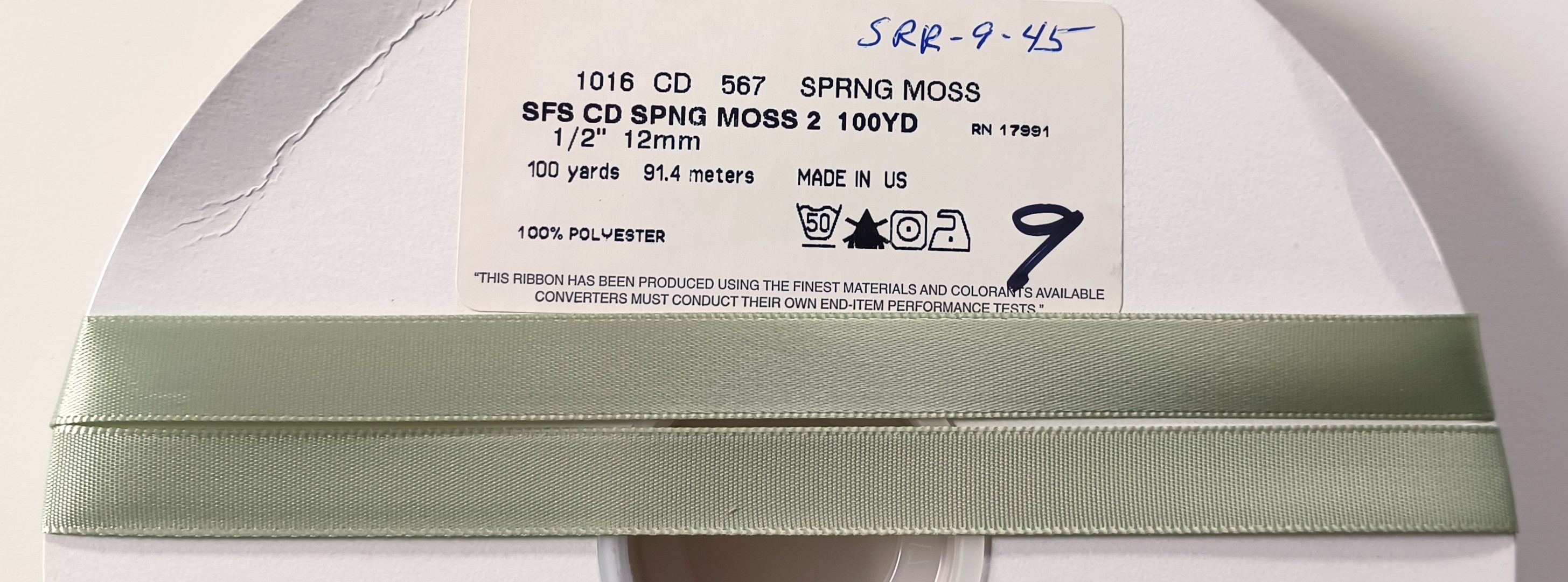 Spring Moss 1/2" Satin Ribbon