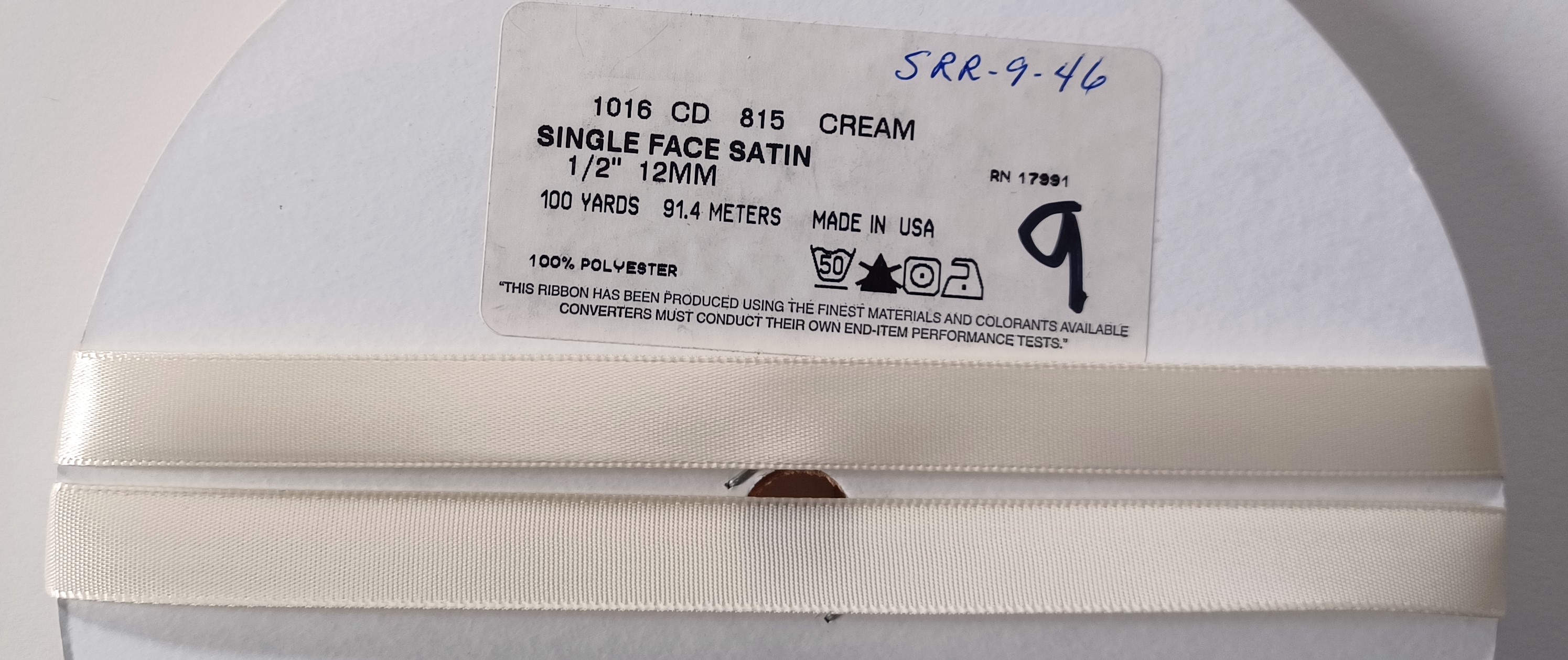 Cream 1/2" Satin Ribbon