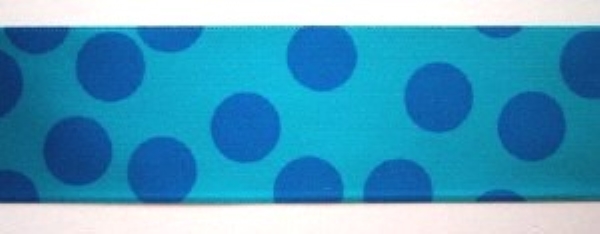 Turquoise/Blue Dot 1 1/2" Satin Ribbon