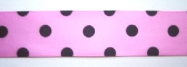 Pink/Black Dot 1" Satin Ribbon