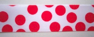 White/Red Dot 1 1/2" Satin Ribbon