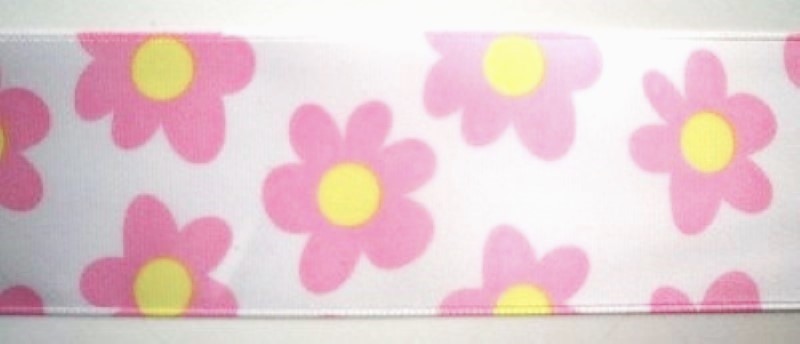 Pink Daisy 1 1/2" Satin Ribbon