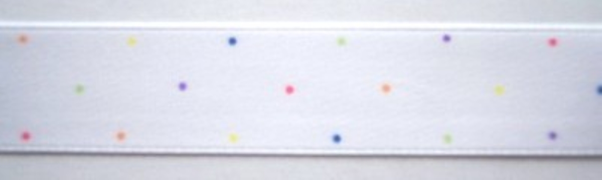 White Confetti 5/8" Satin Ribbon