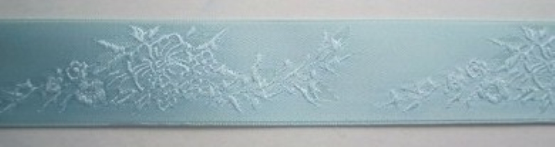 Lt Blue Jacquard 1" Satin Ribbon