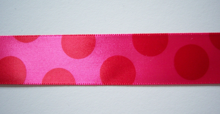 Shocking/Red Dot 7/8" Satin Ribbon