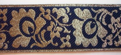 Navy/Gold Floral 1 1/2" Jacquard
