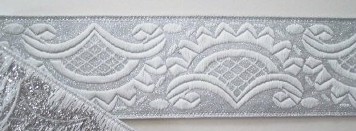 Antique White/Silver Scroll 1 1/2" Jacquard