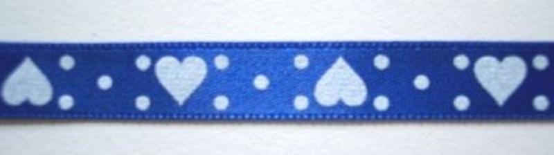 Royal/White Hearts 3/8" Satin Ribbon