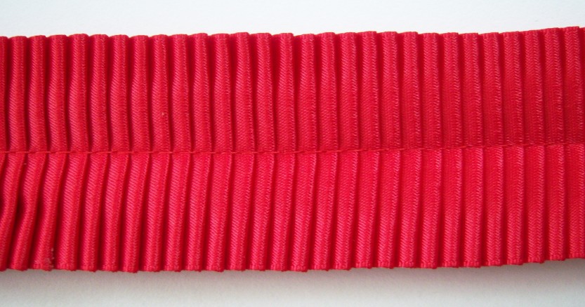 Red 1 1/2" Two Face Pleated Satin
