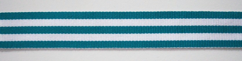 Teal/White 7/8" Grosgrain Ribbon