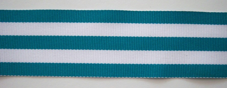 Teal/White 1 1/2" Grosgrain Ribbon