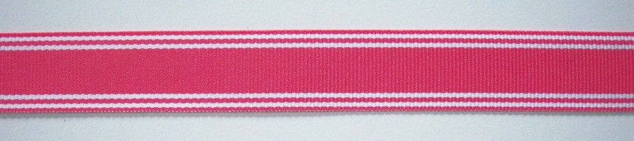 Strawberry/White 5/8" Grosgrain Ribbon