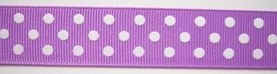 Orchid/White Dot 7/8" Grosgrain Ribbon