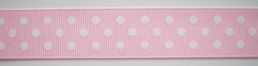 Lt Pink/White Dot 7/8" Grosgrain Ribbon