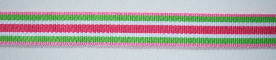White/Lime/Shocking 5/8" Grosgrain Ribbon