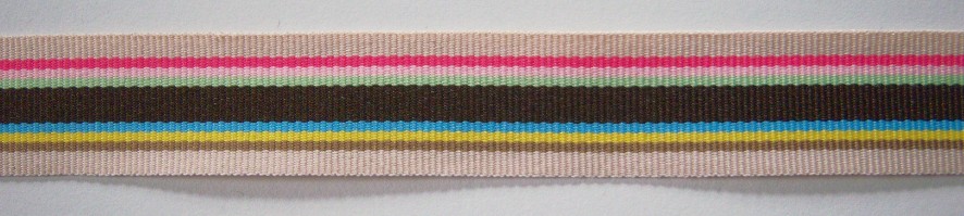 Beige/Brown Multi 7/8" Grosgrain Ribbon