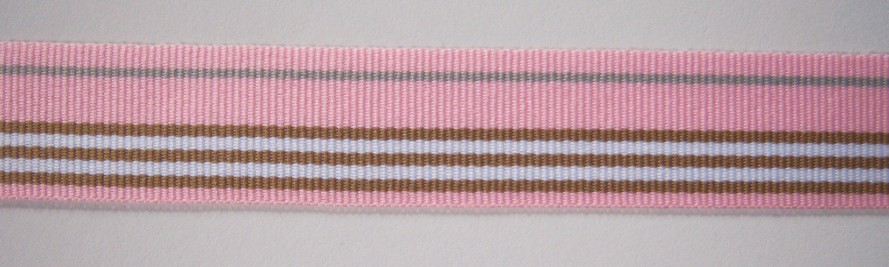 Sea Shell/Cocoa/Silver 15/16" Grosgrain Ribbon