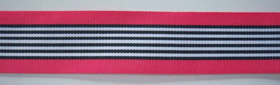 Shocking/Black/White 1 1/2" Grosgrain Ribbon