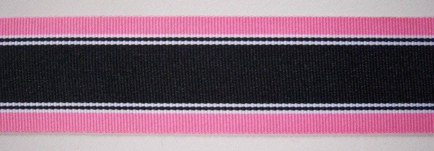 Hot Pink/Black/White 1 1/2" Grosgrain Ribbon