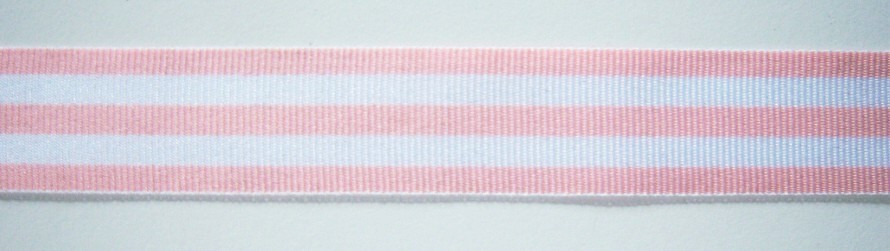Sea Shell/White 7/8" Grosgrain Ribbon